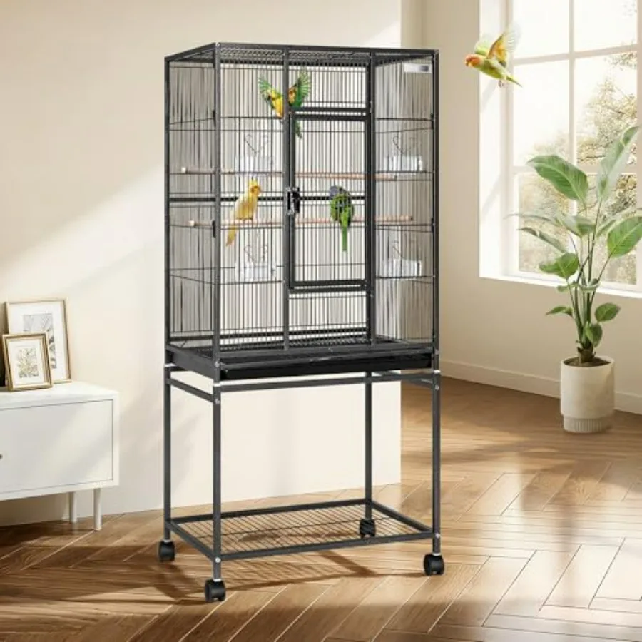 54 Inch Wrought Iron Large Bird Flight Cage with Rolling Stand for Parakeets Canaries Cockatiels Lovebirds Conures
54 Inch Wrought Iron Large Bird Flight Cage with Rolling Stand for Parakeets Canaries Cockatiels Lovebirds Conures