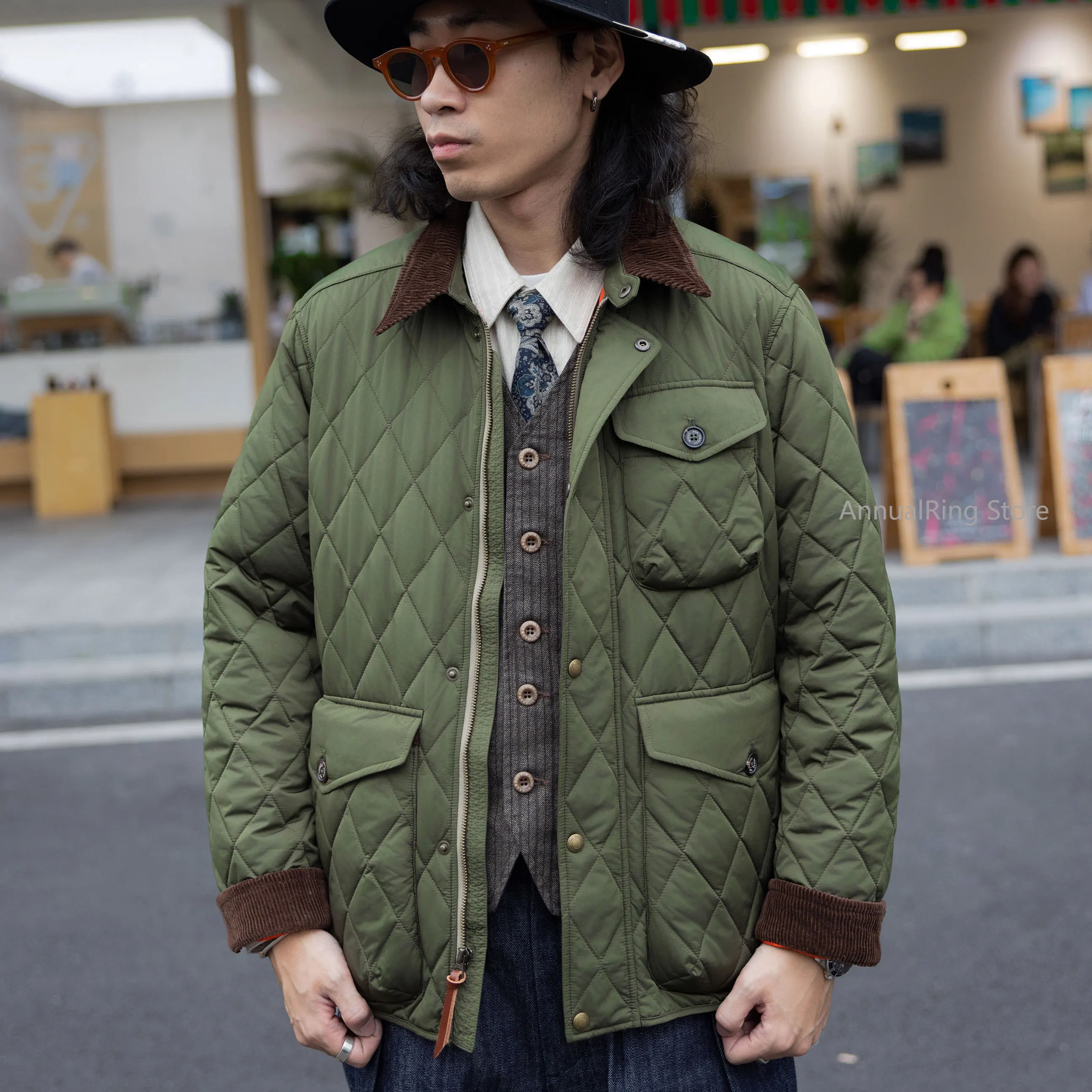 Red Tornado Army Green Heritage Style Diamond Quilted Jacket with Corduroy Collar Multi-Pocket Padded Coat for Men
Red Tornado Army Green Heritage Style Diamond Quilted Jacket with Corduroy Collar Multi-Pocket Padded Coat for Men