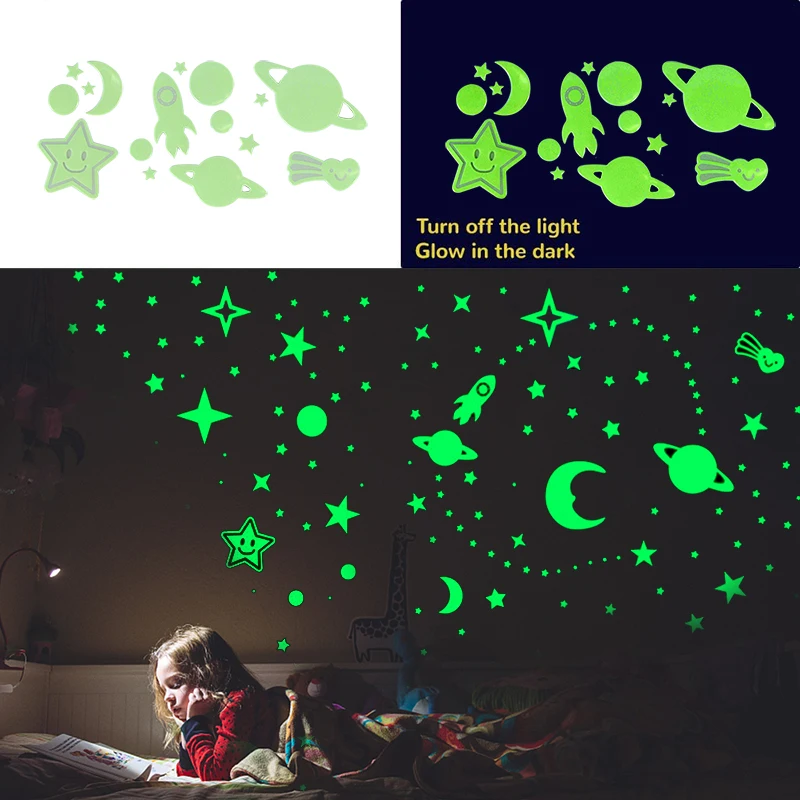 3D Luminous Stars Moon Universe Spaceship Wall Stickers Glow In The Dark Home Decals For Kids Room Ceiling Switch Decoration
3D Luminous Stars Moon Universe Spaceship Wall Stickers Glow In The Dark Home Decals For Kids Room Ceiling Switch Decoration