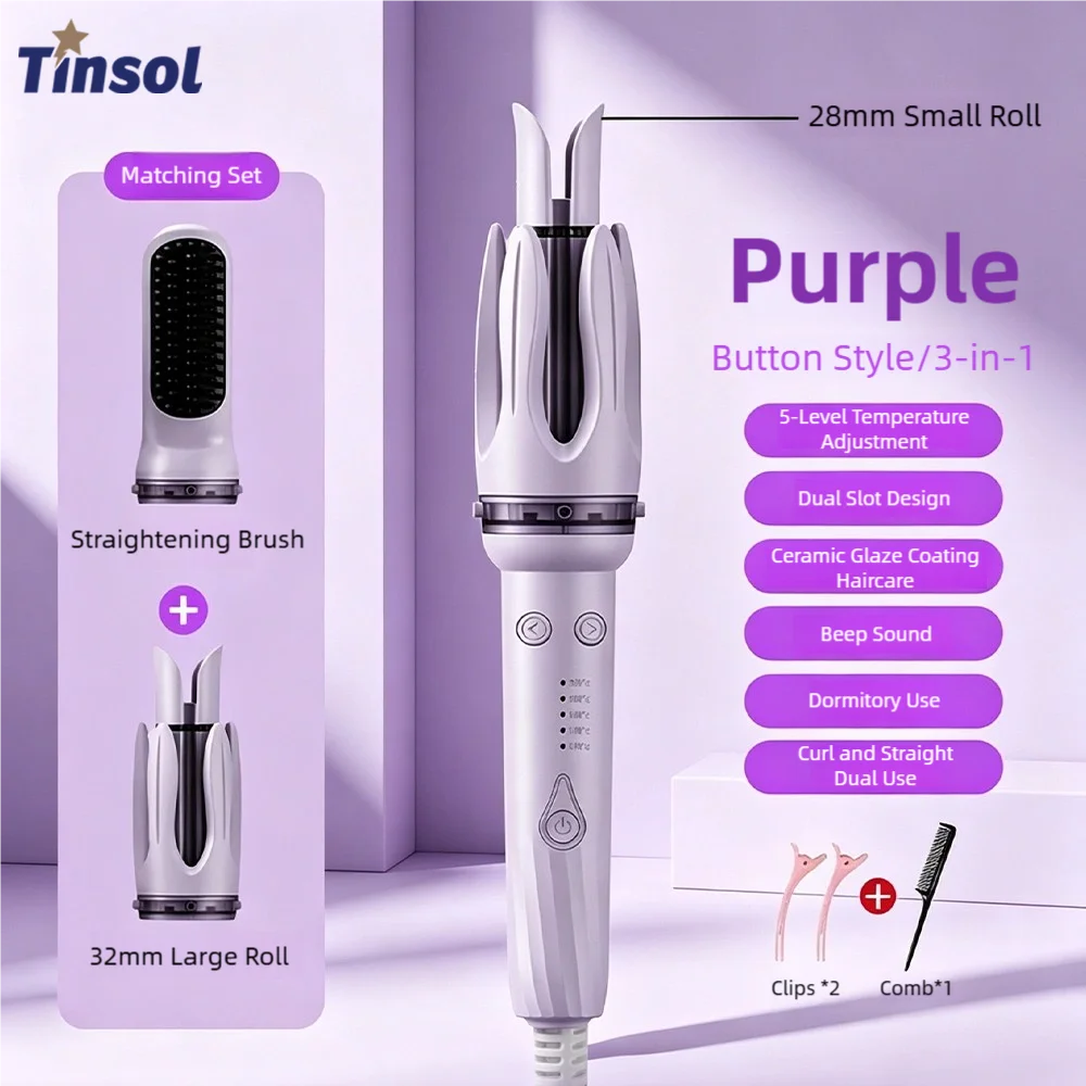 TINSOL 3-in-1 Automatic Curling Iron Large Wave Styling Curler Hair Perm Lazy Dual-Use Curling Iron Multi-Function Styling Tool
TINSOL 3-in-1 Automatic Curling Iron Large Wave Styling Curler Hair Perm Lazy Dual-Use Curling Iron Multi-Function Styling Tool