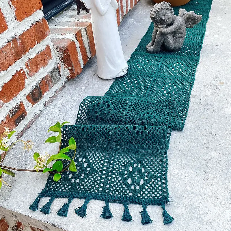 Cotton Thread Lace Crochet Table Runner, Long Table Cloth, Hollow ,Side Table Cover Cloth, Dark Green, Retro Pastoral, 1Pc
Cotton Thread Lace Crochet Table Runner, Long Table Cloth, Hollow ,Side Table Cover Cloth, Dark Green, Retro Pastoral, 1Pc