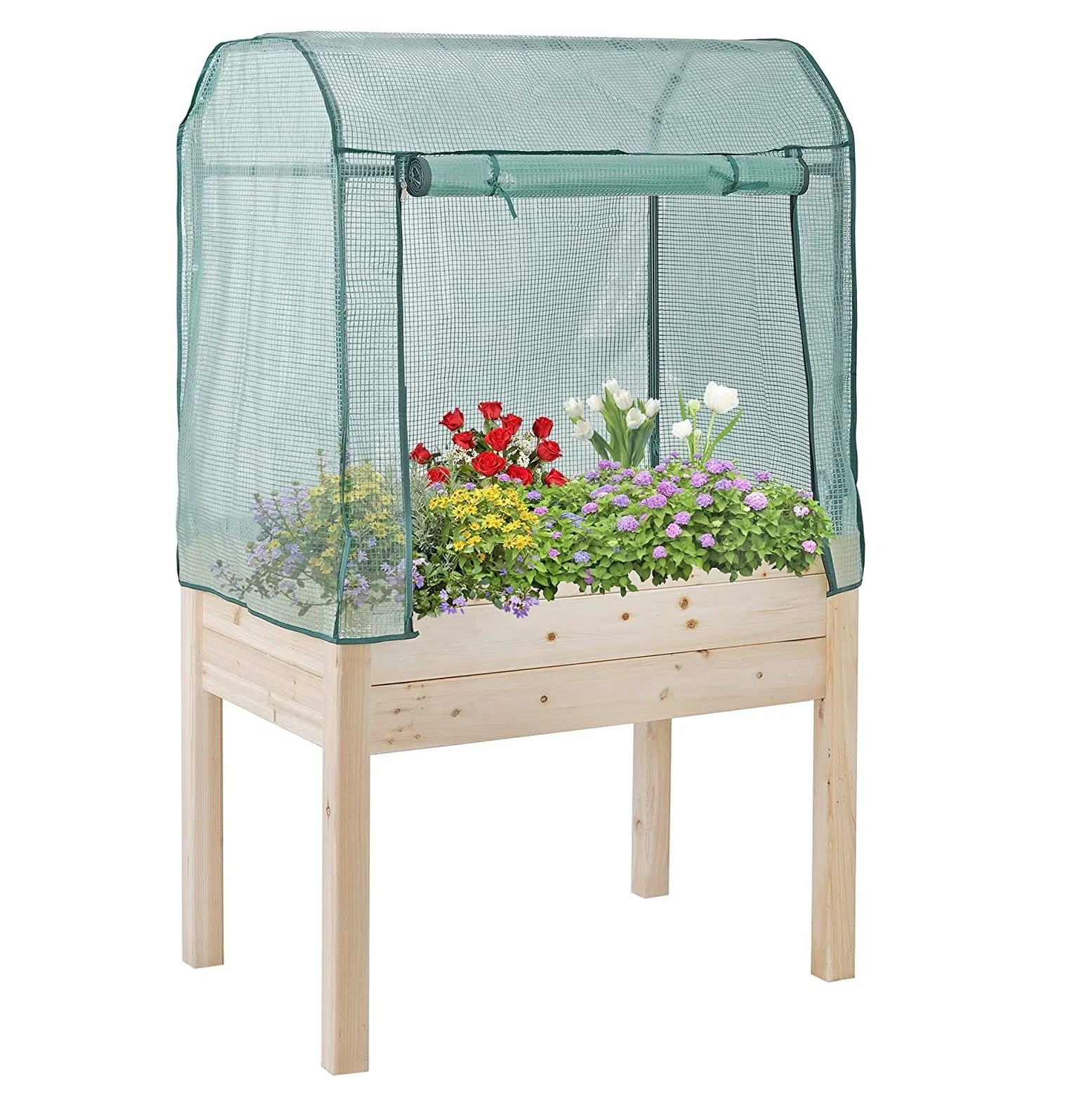 Patio Wooden Raised Beds Outdoor Garden Bed with Greenhouse Cover for Vegetables/Flowers
Patio Wooden Raised Beds Outdoor Garden Bed with Greenhouse Cover for Vegetables/Flowers