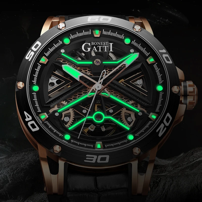 BONEST GATTI Men Automatic Watch 45mm Mechanical Wristwatch Sapphire Mirror Luminous 50M Waterproof Skeleton Dial Military
BONEST GATTI Men Automatic Watch 45mm Mechanical Wristwatch Sapphire Mirror Luminous 50M Waterproof Skeleton Dial Military