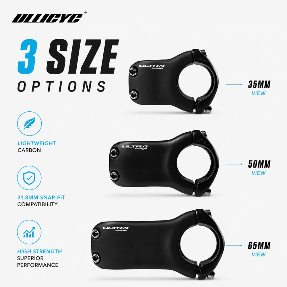 ULLICYC M6 Carbon Stem Ultralight Carbon Fiber Bike Stem 31.8*28.6mm Bicycle Handlebar Stem 35mm 50mm 65mm For MTB/Road
ULLICYC M6 Carbon Stem Ultralight Carbon Fiber Bike Stem 31.8*28.6mm Bicycle Handlebar Stem 35mm 50mm 65mm For MTB/Road
