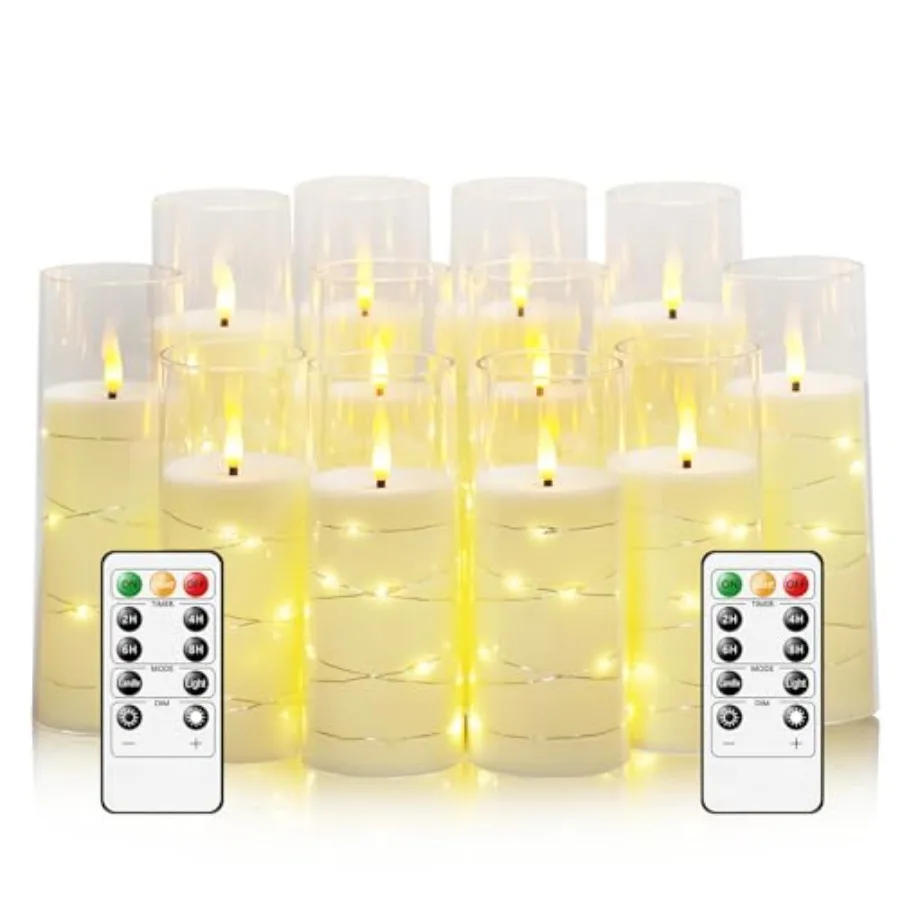 Flameless Candles with Embedded Star String - Battery Operated LED Candles with Remote 12 Ivory Flickering Candles for Christma
Flameless Candles with Embedded Star String - Battery Operated LED Candles with Remote 12 Ivory Flickering Candles for Christma