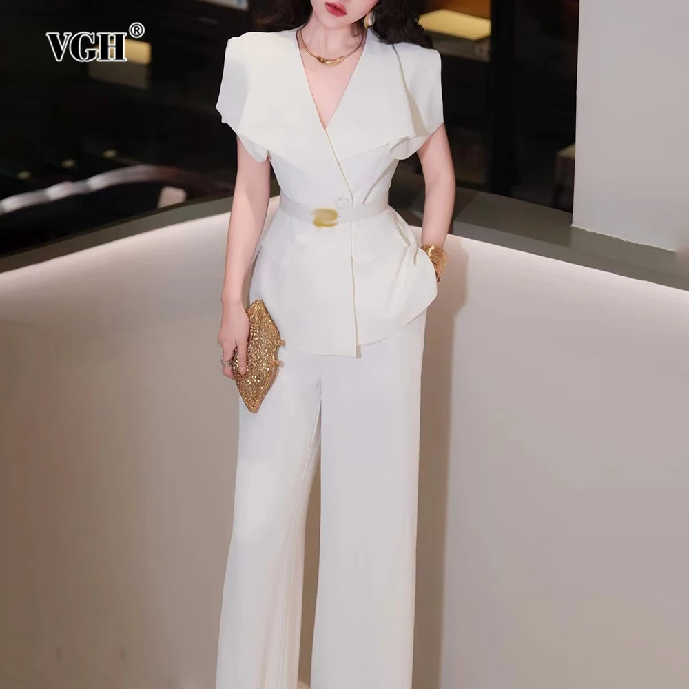 VGH Офисный модный комплект из двух предметов для женщин с v-образным вырезом и коротким рукавом, тонкий топ с высокой талией, прямые брюки, весенний костюм, женская одежда
VGH Офисный модный комплект из двух предметов для женщин с v-образным вырезом и коротким рукавом, тонкий топ с высокой талией, прямые брюки, весенний костюм, женская одежда