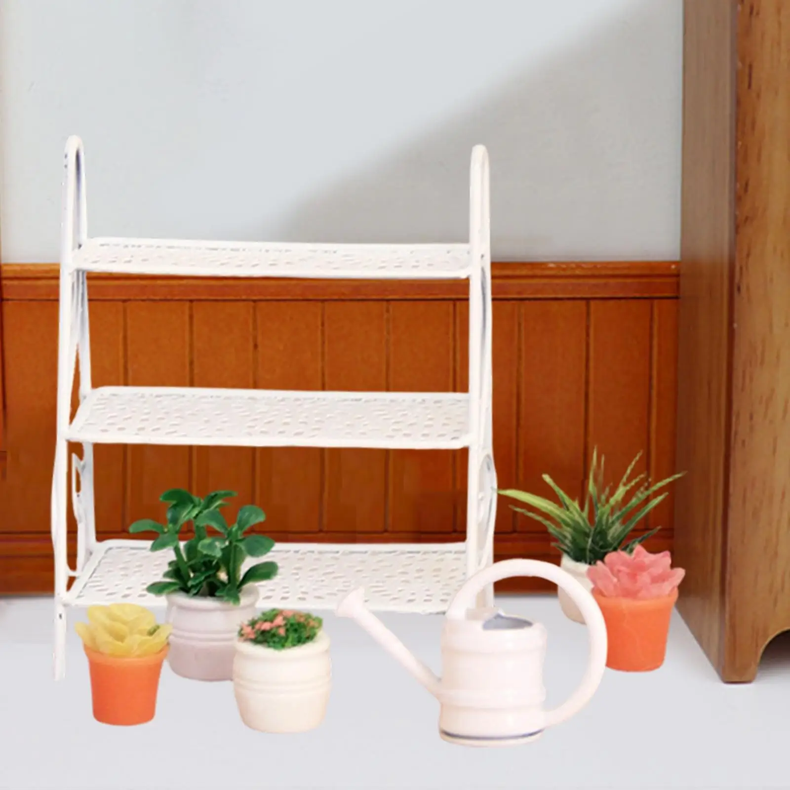 Dollhouse Mini Plant Stand Set Metal Plastic Shelf 1 12 Scale Miniature Furniture for Garden Scene Decoration
Dollhouse Mini Plant Stand Set Metal Plastic Shelf 1 12 Scale Miniature Furniture for Garden Scene Decoration