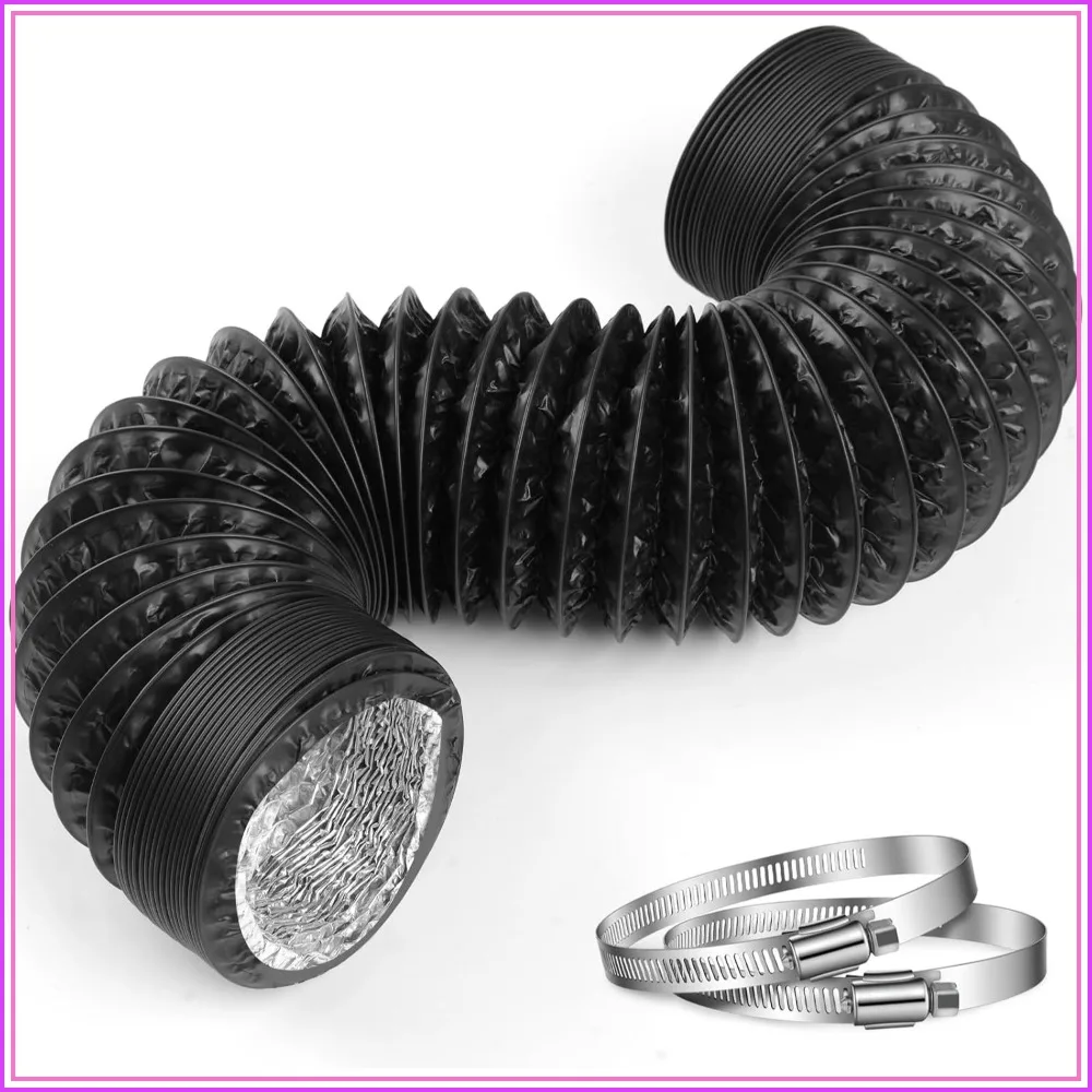 4 Inch x 16FT Flexible Aluminum Dryer Vent Hose, Multi-Layer Duct for HVAC, Exhaust Fan, Grow Tent, 2 Clamps Included
4 Inch x 16FT Flexible Aluminum Dryer Vent Hose, Multi-Layer Duct for HVAC, Exhaust Fan, Grow Tent, 2 Clamps Included