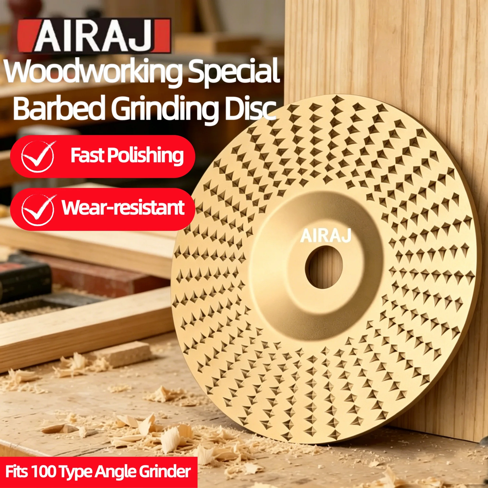 3/4/5pcs Golden Wood Carving Grinding Wheel Abrasive Disc Wear Resistant Thickened For 100 Type Angle Grinder Wood Processing
3/4/5pcs Golden Wood Carving Grinding Wheel Abrasive Disc Wear Resistant Thickened For 100 Type Angle Grinder Wood Processing