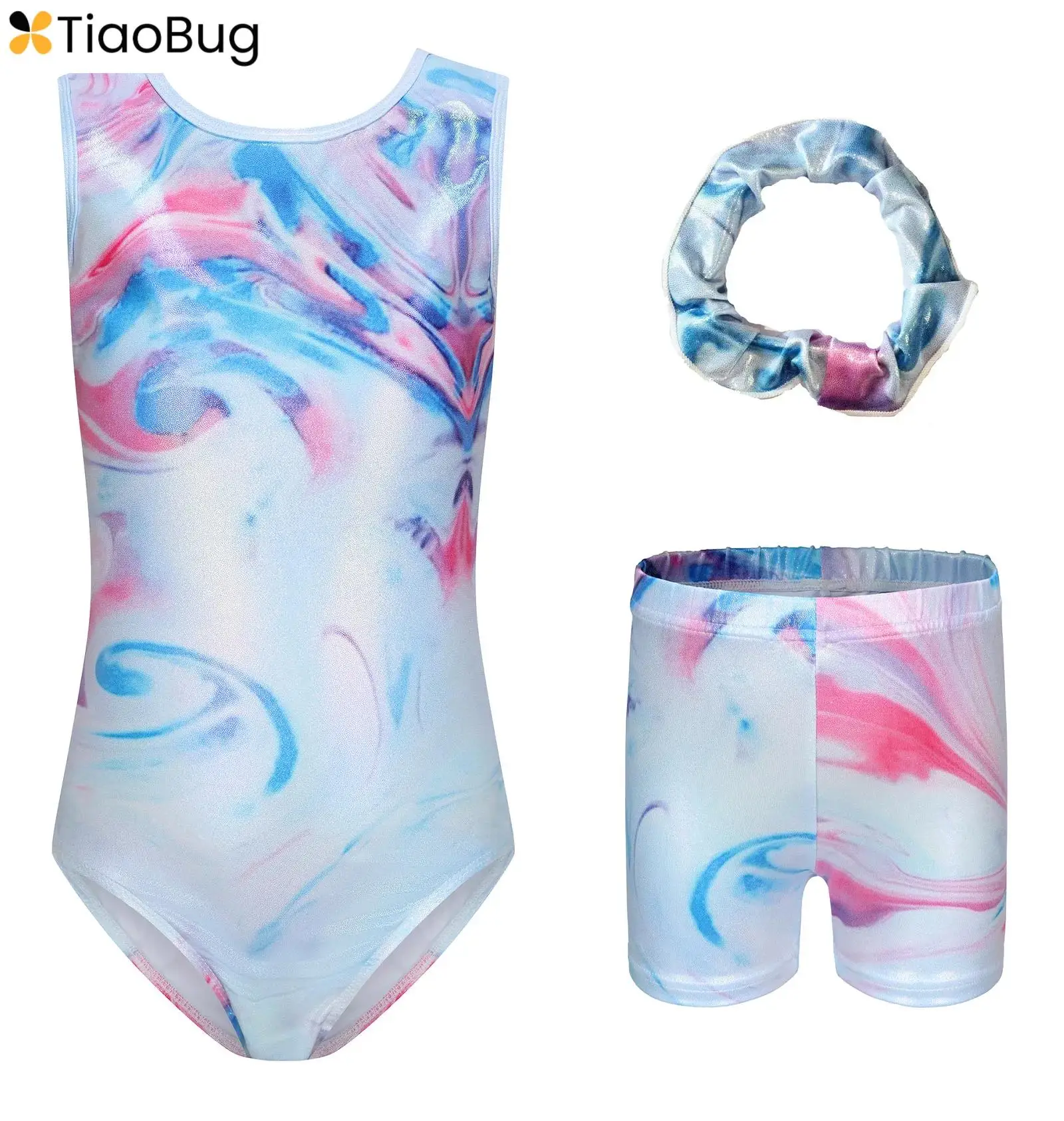 Kids Girls Acrobatics Gymnastics Bodysuit Outfits Sleeveless Printed Metallic Leotard+Shorts+Hair Band Sets Ballet Dancewear
Kids Girls Acrobatics Gymnastics Bodysuit Outfits Sleeveless Printed Metallic Leotard+Shorts+Hair Band Sets Ballet Dancewear