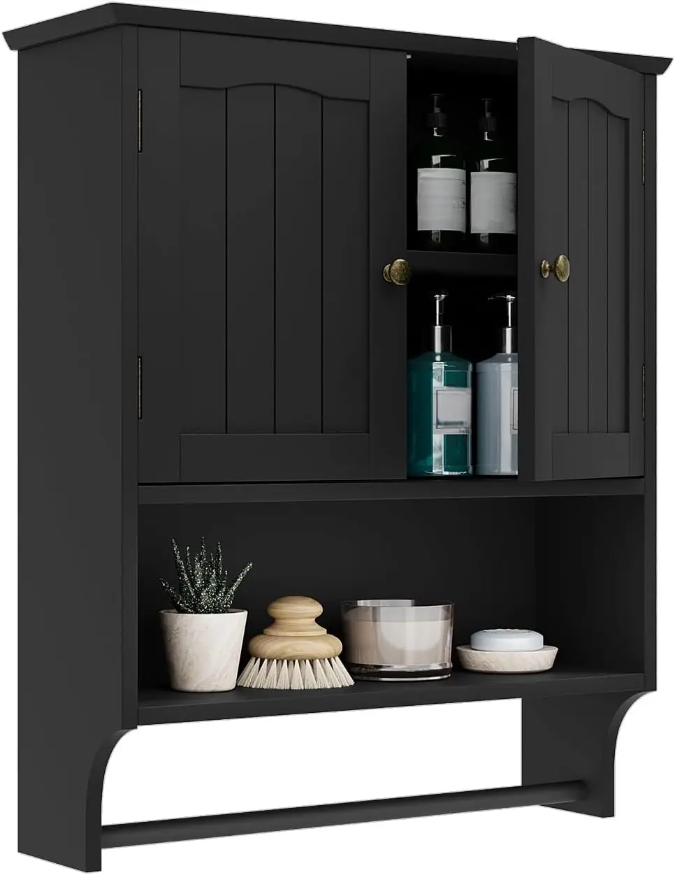 Black Bathroom Cabinet Wall Mounted with Towels Bar, Bathroom Medicine Cabinet with 2 Door Adjustable Shelves
Black Bathroom Cabinet Wall Mounted with Towels Bar, Bathroom Medicine Cabinet with 2 Door Adjustable Shelves