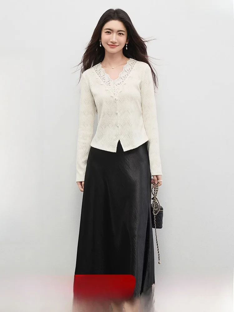 Ele Lace Crop Top And Fi Tail Skirt Set Women's Slim Fit Spring Faion Two Piece Suit Elastic Waist Satin Feel
Ele Lace Crop Top And Fi Tail Skirt Set Women's Slim Fit Spring Faion Two Piece Suit Elastic Waist Satin Feel