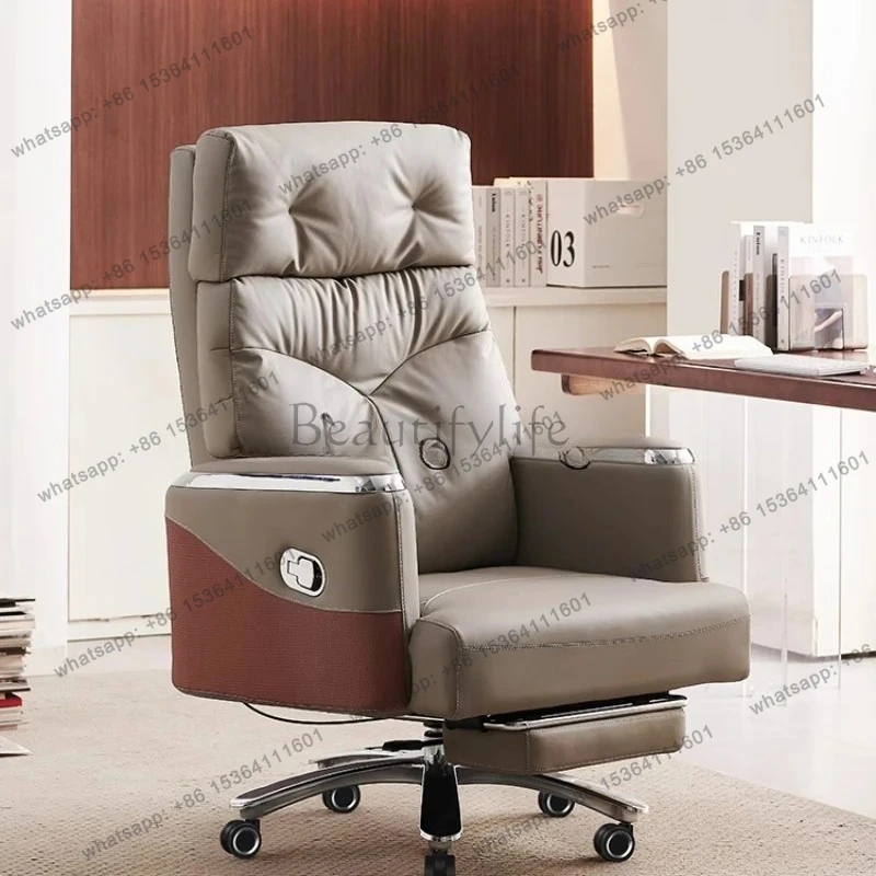 Комфортное офисное кресло руководителя из натуральной кожи для длительной работы за компьютером, с регулировкой и функцией откидывания спинки, для офиса и дома
Комфортное офисное кресло руководителя из натуральной кожи для длительной работы за компьютером, с регулировкой и функцией откидывания спинки, для офиса и дома