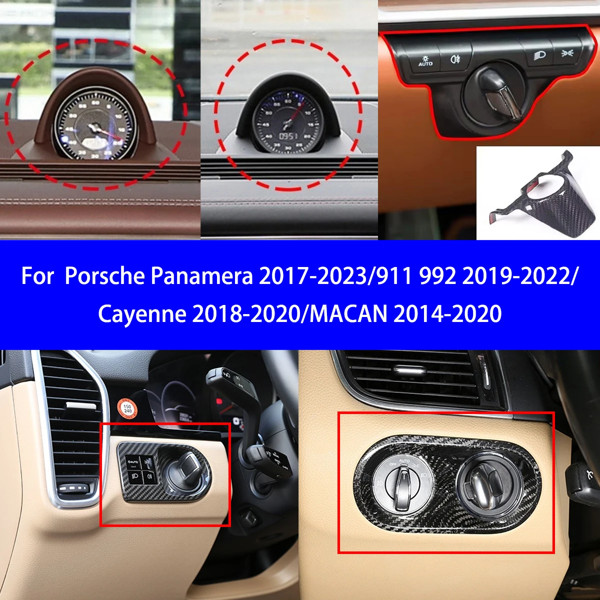 Подходит для Porsche Panamera/911 992/Cayenne/MACAN, сухая панель из углеродного волокна, часы/переключатель фар, внутренние детали
Подходит для Porsche Panamera/911 992/Cayenne/MACAN, сухая панель из углеродного волокна, часы/переключатель фар, внутренние детали