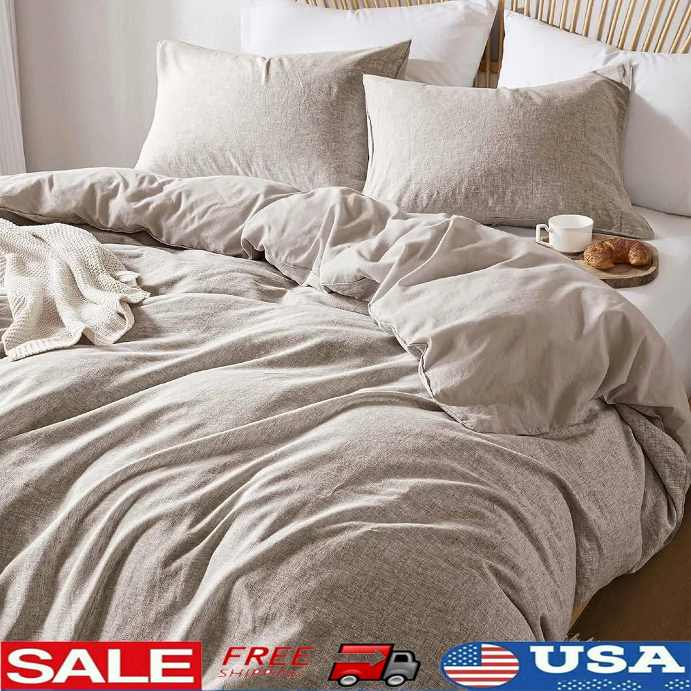 Linen Cotton Blend Duvet Cover Set King Size 3Pcs Breathable Organic Natural Bedding Minimalist Design Soft Comfortable
Linen Cotton Blend Duvet Cover Set King Size 3Pcs Breathable Organic Natural Bedding Minimalist Design Soft Comfortable