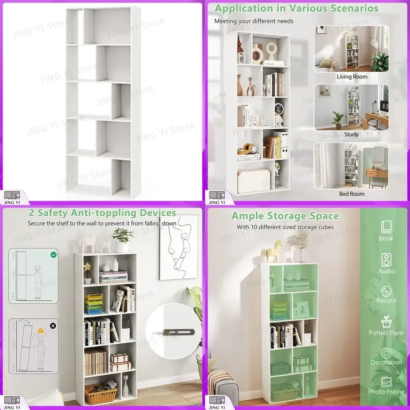 5-Tier Bookshelf Bookcase Home Organizer Display Shelf for Living Room Bedroom Office Study Storage Rack Adjustable Height
5-Tier Bookshelf Bookcase Home Organizer Display Shelf for Living Room Bedroom Office Study Storage Rack Adjustable Height