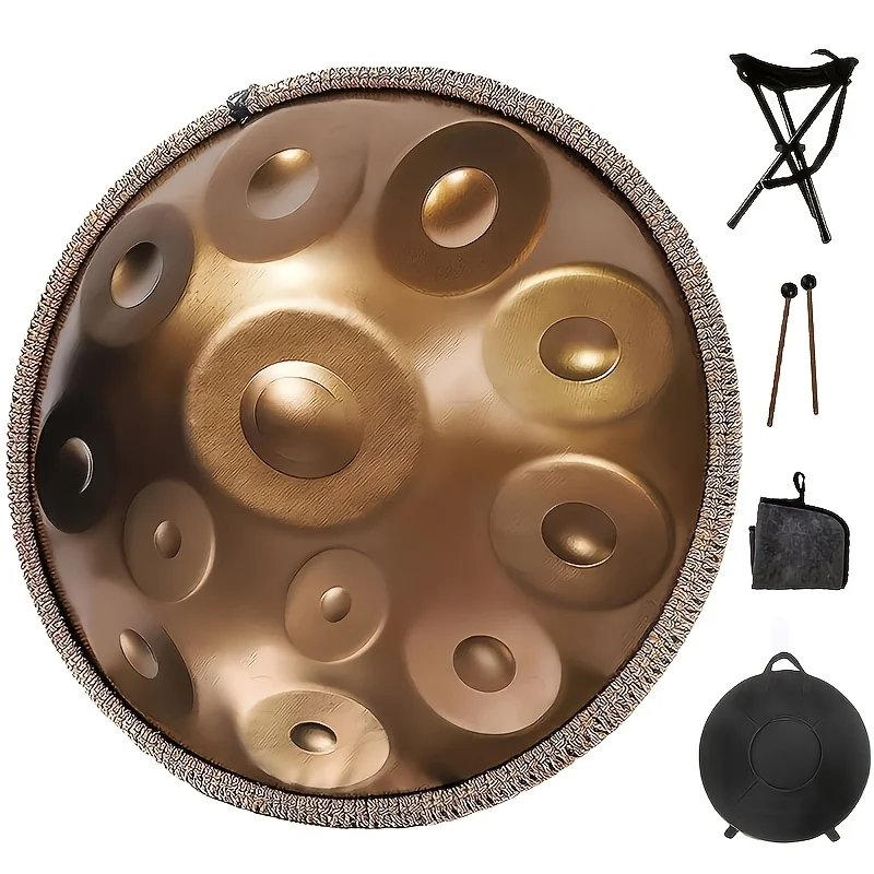 12Notes 432Hz 22inch Handpan Drum in D Minor, High Carbon Steel, with Carrying Bag, Mallets, Wiping Cloth & Note Marks
12Notes 432Hz 22inch Handpan Drum in D Minor, High Carbon Steel, with Carrying Bag, Mallets, Wiping Cloth & Note Marks