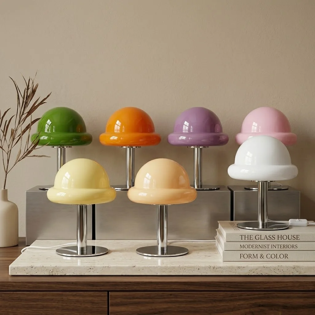 Minimalist Home Decor Rechargeable 3-Color Adjustable Bedside Nightstand Light with Iron Base Retro Colorful Glass Mushroom Lamp
Minimalist Home Decor Rechargeable 3-Color Adjustable Bedside Nightstand Light with Iron Base Retro Colorful Glass Mushroom Lamp
