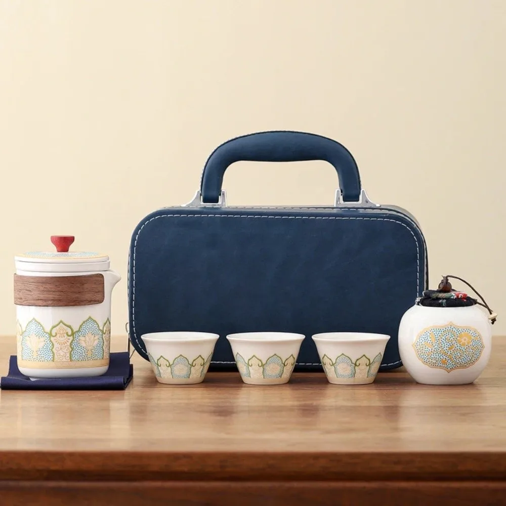 Ceramic Travel Tea Set with Proctive Box Chinese Style Tea Gift Set Portable with Canister Porcelain Teaware Business Gift
Ceramic Travel Tea Set with Proctive Box Chinese Style Tea Gift Set Portable with Canister Porcelain Teaware Business Gift