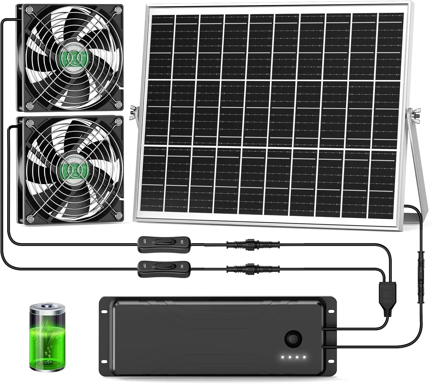 25W Solar Fan with Rechargeable Battery, Waterproof Outdoor Ventilation for Chicken Coop Greenhouse Dog Shed Cooling
25W Solar Fan with Rechargeable Battery, Waterproof Outdoor Ventilation for Chicken Coop Greenhouse Dog Shed Cooling