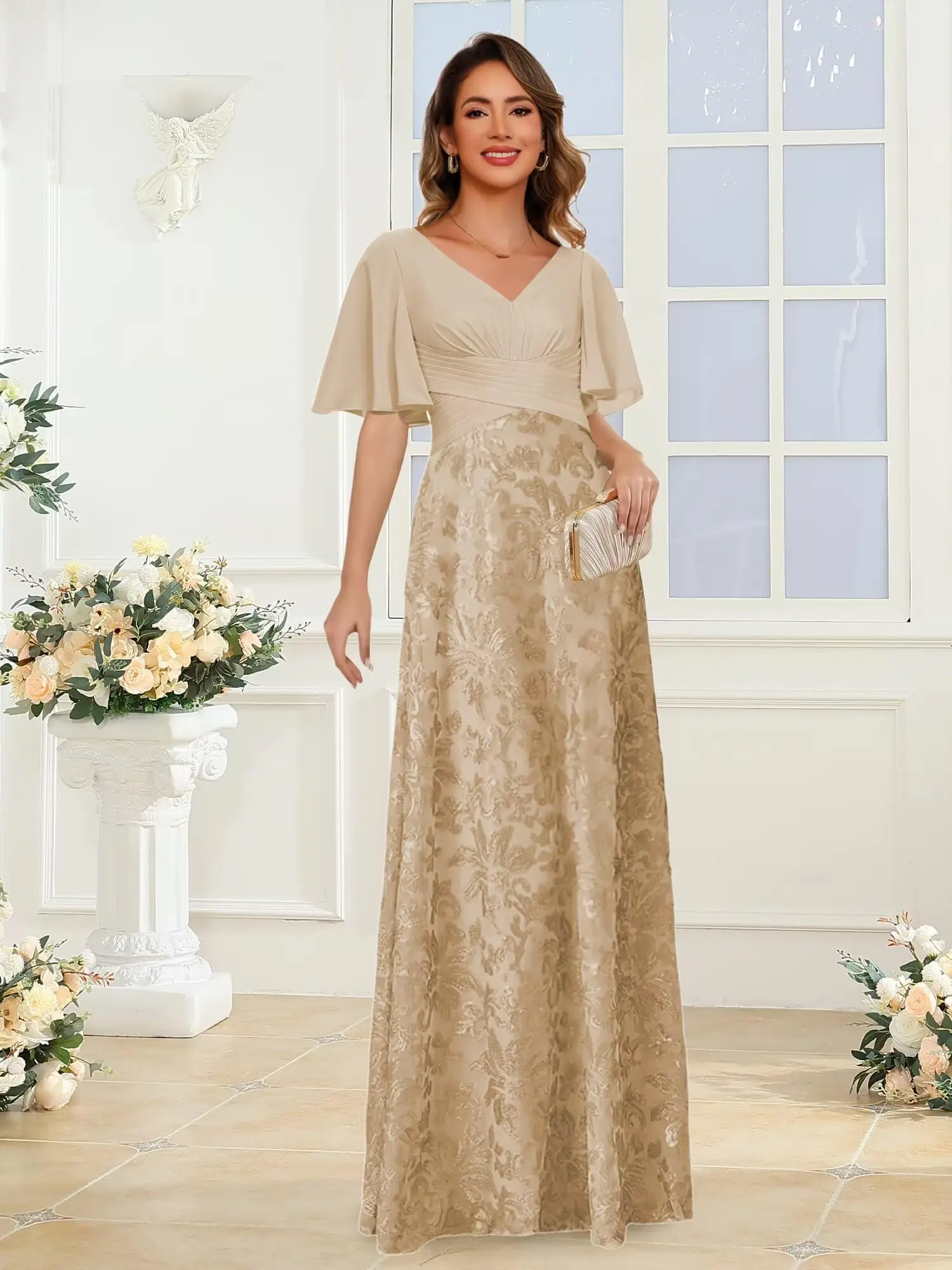 Short Sleeves Mother of The Bride Dresses for Wedding A Line Chiffon Mother of The Groom Dresses Boat Neck Formal Gown
Short Sleeves Mother of The Bride Dresses for Wedding A Line Chiffon Mother of The Groom Dresses Boat Neck Formal Gown
