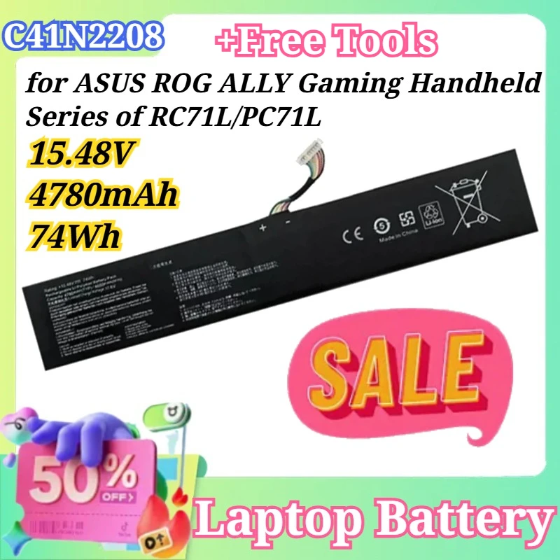 New 15.48V 4780mAh 74Wh C41N2208 Laptop Battery for ASUS ROG ALLY Gaming Handheld Series of RC71L/PC71L Expand High Capacity
New 15.48V 4780mAh 74Wh C41N2208 Laptop Battery for ASUS ROG ALLY Gaming Handheld Series of RC71L/PC71L Expand High Capacity