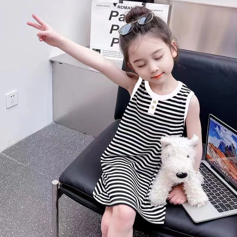 2026 Summer 80-160cm Girls Casual Stripe Sleeveless Dress Two Colors
2026 Summer 80-160cm Girls Casual Stripe Sleeveless Dress Two Colors
