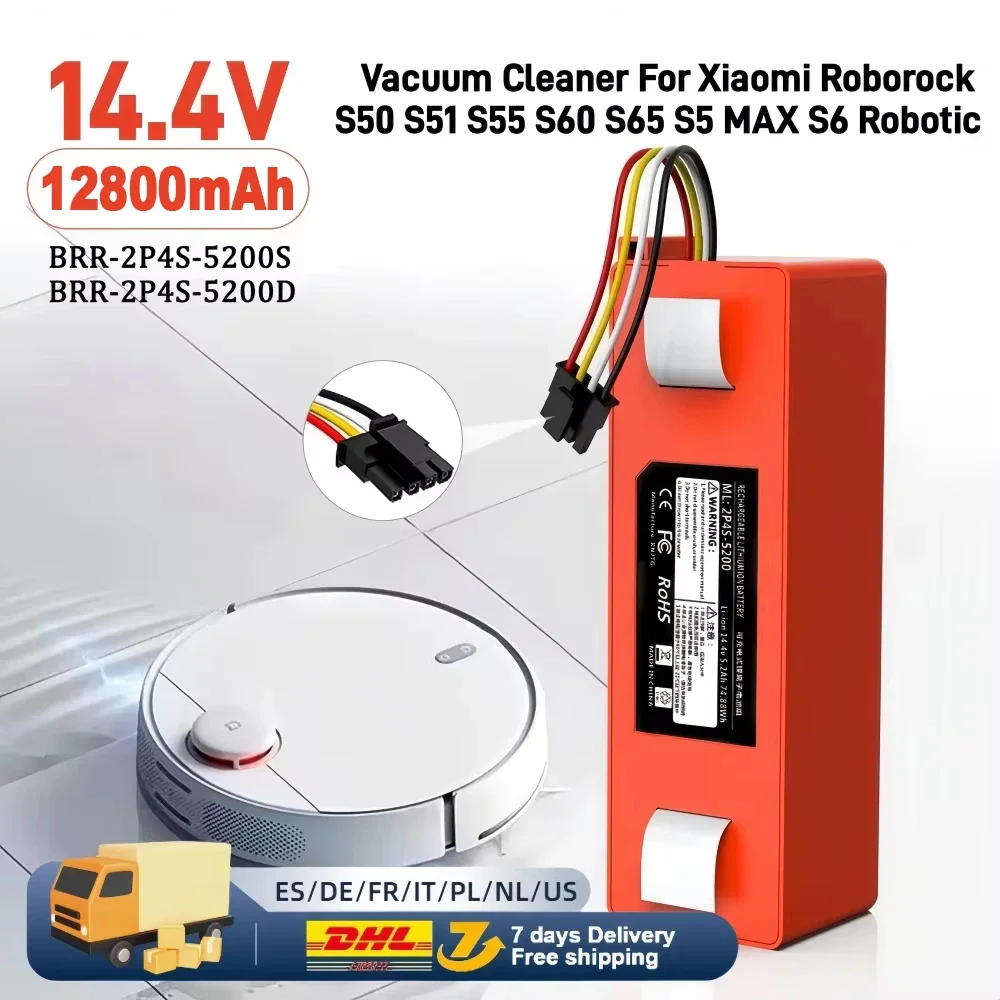 100% Original BRR-2P4S-5200S Robotic Vacuum Cleaner Replacement Battery For Xiaomi Roborock S55 S60 S65 S50 S51 S5 MAX S6 Parts
100% Original BRR-2P4S-5200S Robotic Vacuum Cleaner Replacement Battery For Xiaomi Roborock S55 S60 S65 S50 S51 S5 MAX S6 Parts