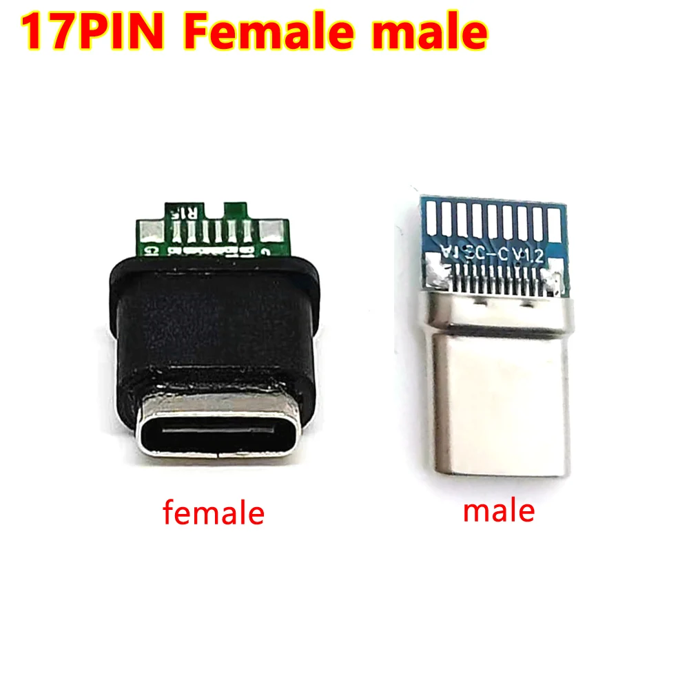 17Pin Type-C Connector male Female 24P USB3.1 Welding Wire Splint Waterproof With Data Charging BoardHigh Current Fast Charging
17Pin Type-C Connector male Female 24P USB3.1 Welding Wire Splint Waterproof With Data Charging BoardHigh Current Fast Charging