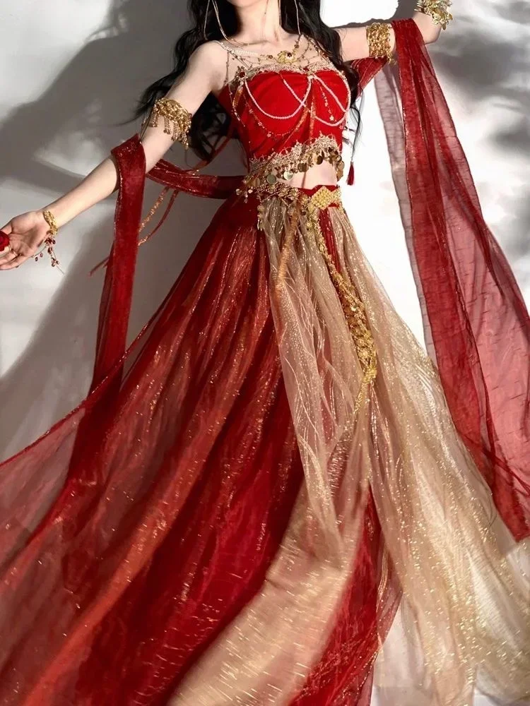 Conjunto vestido estilo chino Dunhuang Hanfu para mujer, Top tubo sin tirantes, accesorios borla, velo estilo s
Conjunto vestido estilo chino Dunhuang Hanfu para mujer, Top tubo sin tirantes, accesorios borla, velo estilo s
