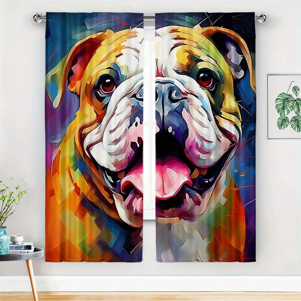 2pcs Bulldog Portrait Curtains - Contemporary Geometric Design, 100% Polyester Semi-Translucent Rod Pocket Curtains for Bedroom
2pcs Bulldog Portrait Curtains - Contemporary Geometric Design, 100% Polyester Semi-Translucent Rod Pocket Curtains for Bedroom
