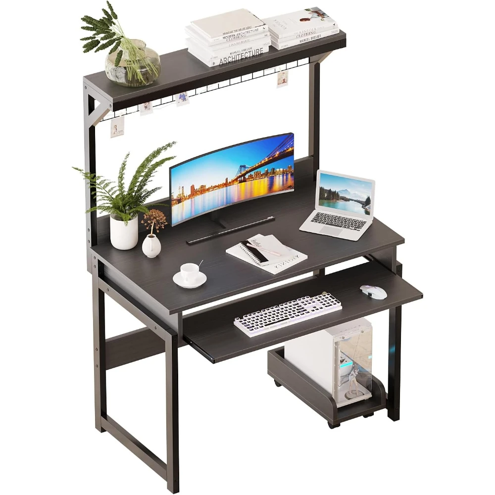31.5" Small Computer Desk with Hutch, Home Office Desk Study Table Writing
31.5" Small Computer Desk with Hutch, Home Office Desk Study Table Writing