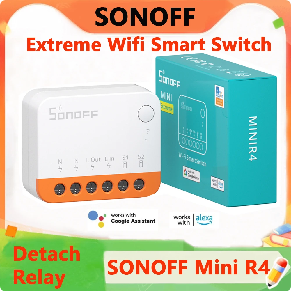 SONOFF Mini R4 Extreme Wi-Fi умный переключатель внешний переключатель управления умным домом отключение реле DIY выключатель света через eWelink приложение Alexa
SONOFF Mini R4 Extreme Wi-Fi умный переключатель внешний переключатель управления умным домом отключение реле DIY выключатель света через eWelink приложение Alexa