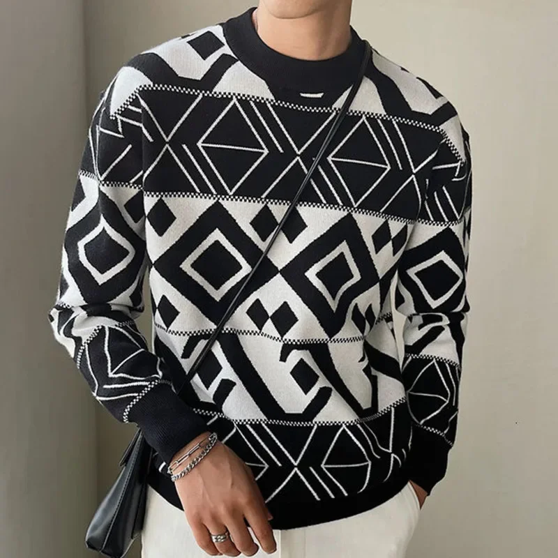 Korean Style Fashion Diamond Printing Sweater Mens Pullover Sweater Pull Homme Autumn Sweater For Men Knitted Round Neck Sweater
Korean Style Fashion Diamond Printing Sweater Mens Pullover Sweater Pull Homme Autumn Sweater For Men Knitted Round Neck Sweater