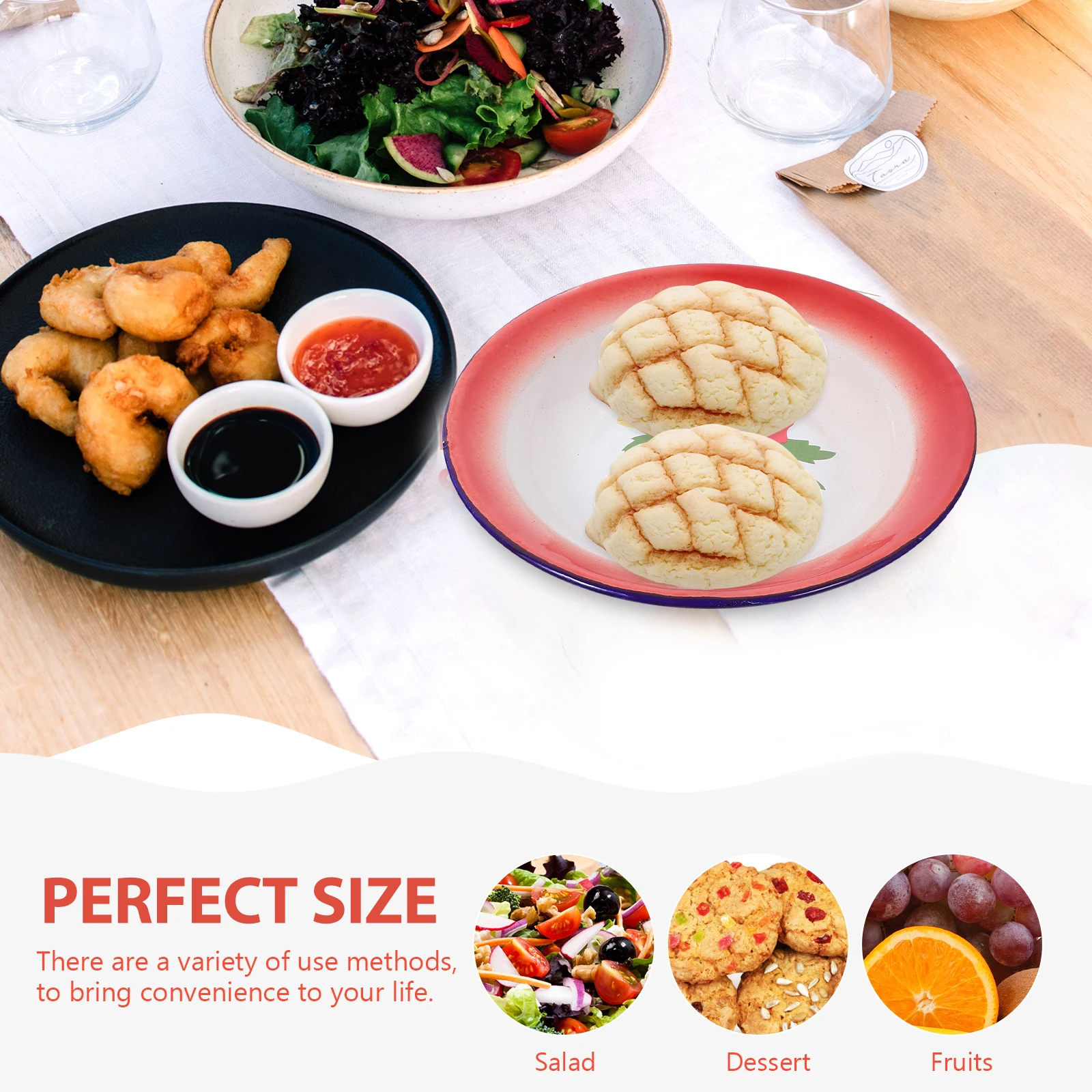 3 Pcs Thickened Enamelware Plate Retro Food Dish Steamed Bowl Snack Platter Red Practical Kitchen
3 Pcs Thickened Enamelware Plate Retro Food Dish Steamed Bowl Snack Platter Red Practical Kitchen