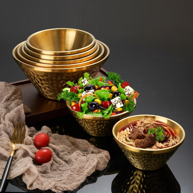 1PCS Creative Stainless Steel Salad Ramen Noodles Bowl Korean Tableware Soup Fruit Golden Bowls Double Layer Kitchen Utensils
1PCS Creative Stainless Steel Salad Ramen Noodles Bowl Korean Tableware Soup Fruit Golden Bowls Double Layer Kitchen Utensils