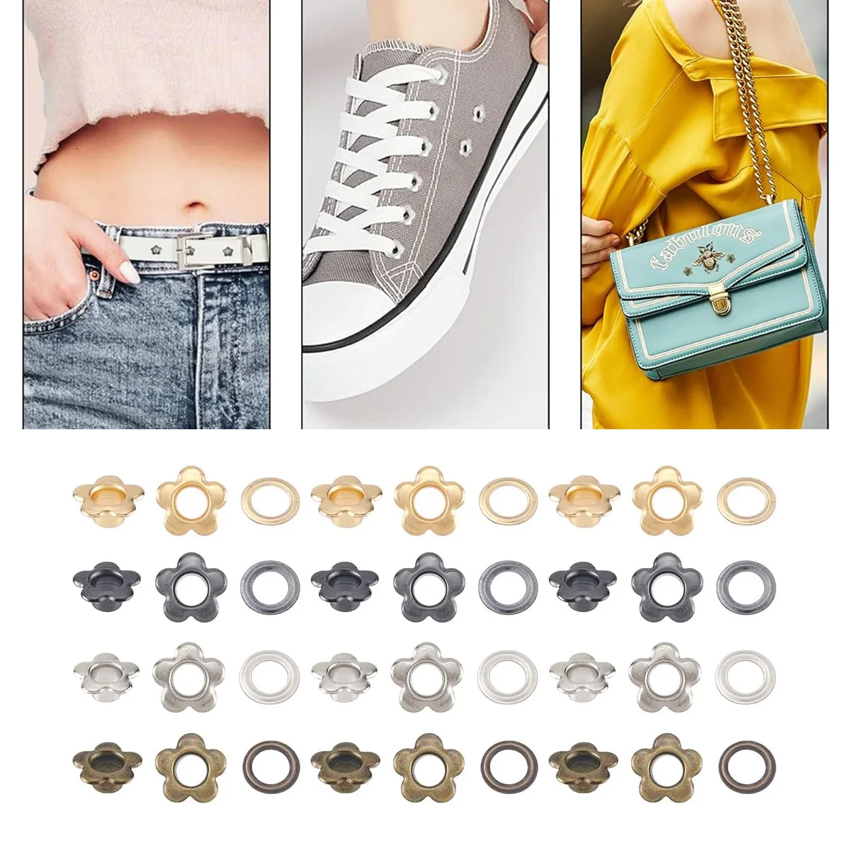 Flower Metal Eyelet Bulk Floral Grommets Rivet Eyelet Findings with 5mm Hole for Leather Scrapbooking Belt Bag Clothes DIY Craft
Flower Metal Eyelet Bulk Floral Grommets Rivet Eyelet Findings with 5mm Hole for Leather Scrapbooking Belt Bag Clothes DIY Craft