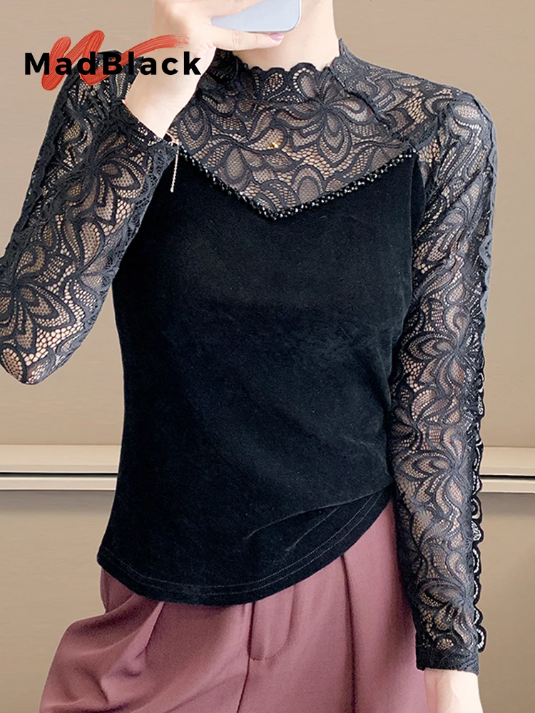 MadBlack-Women European Flocking T-Shirt, Sexy Mock Neck Beading Lace, Clubwear Long Sleeve Slim Mesh Tee, 2025 Autumn T59310CC
MadBlack-Women European Flocking T-Shirt, Sexy Mock Neck Beading Lace, Clubwear Long Sleeve Slim Mesh Tee, 2025 Autumn T59310CC