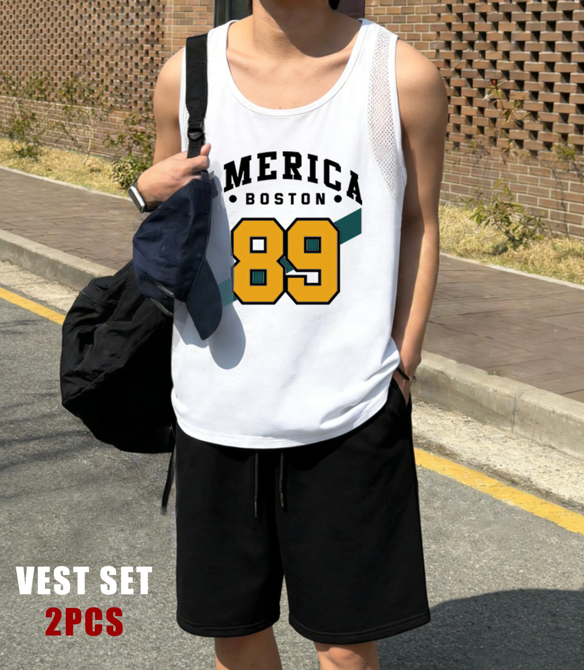 American Boston No.89 Print Men Reticular Vests Set Fashion Drawstring Shorts Summer Soft Sleeveless Tee Unisex Basics Sportsuit
American Boston No.89 Print Men Reticular Vests Set Fashion Drawstring Shorts Summer Soft Sleeveless Tee Unisex Basics Sportsuit