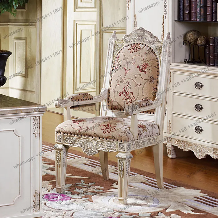 American-style old armrests European-style fabric dining tables and chairs Home carving solid wood office chair customization
American-style old armrests European-style fabric dining tables and chairs Home carving solid wood office chair customization