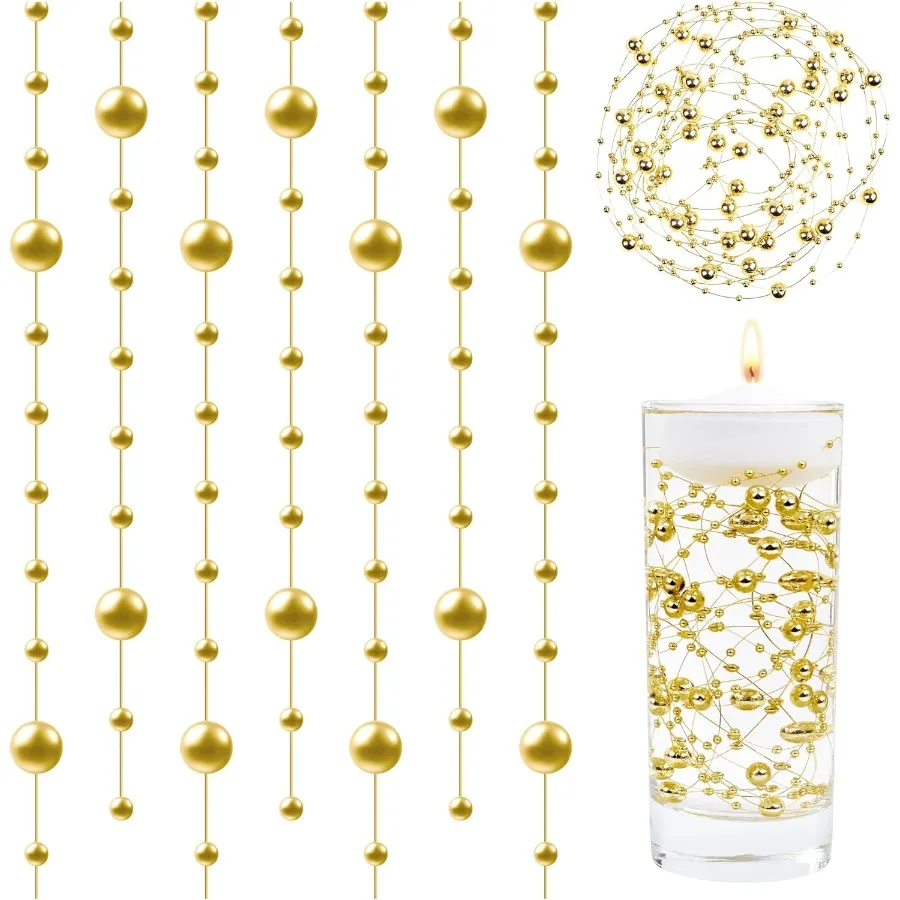 LAIDANLA 30 Pcs Gold Articial Floating Pearls String for Floating Candle Faux Pearl Beads Strands for Vases Filler Centerpiece
LAIDANLA 30 Pcs Gold Articial Floating Pearls String for Floating Candle Faux Pearl Beads Strands for Vases Filler Centerpiece