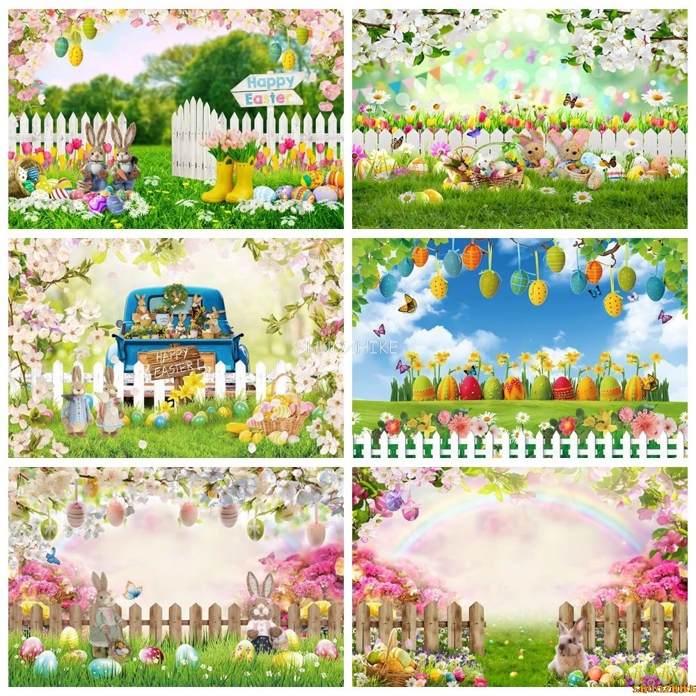 Easter Backdrop Spring Garden Rabbit Fence Green Grass Colorful Eggs Bunny Floral Newborn Easter Party Photography Background
Easter Backdrop Spring Garden Rabbit Fence Green Grass Colorful Eggs Bunny Floral Newborn Easter Party Photography Background