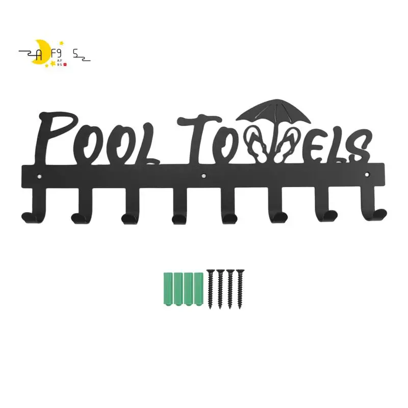 AF95-Pool Towel Rack With 8 Hooks, Towel Holder Wall Mounted For Outdoor Or Bathroom, Towel Hanger For Hanging Bathrobes 
AF95-Pool Towel Rack With 8 Hooks, Towel Holder Wall Mounted For Outdoor Or Bathroom, Towel Hanger For Hanging Bathrobes
