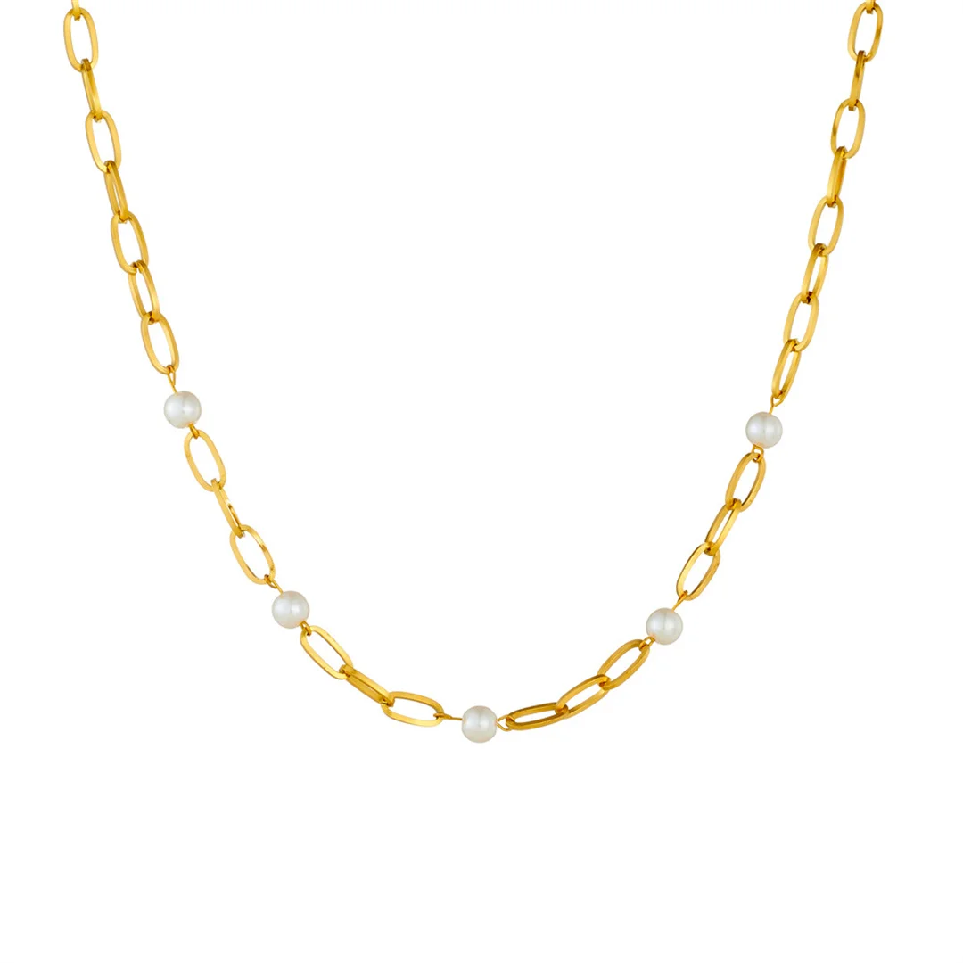 Fashion Simulated Pearl Charm Pendant Femme Gold Color Stainless Steel Paperclip Neck Chain Choker Necklaces for Women Jewelry
Fashion Simulated Pearl Charm Pendant Femme Gold Color Stainless Steel Paperclip Neck Chain Choker Necklaces for Women Jewelry