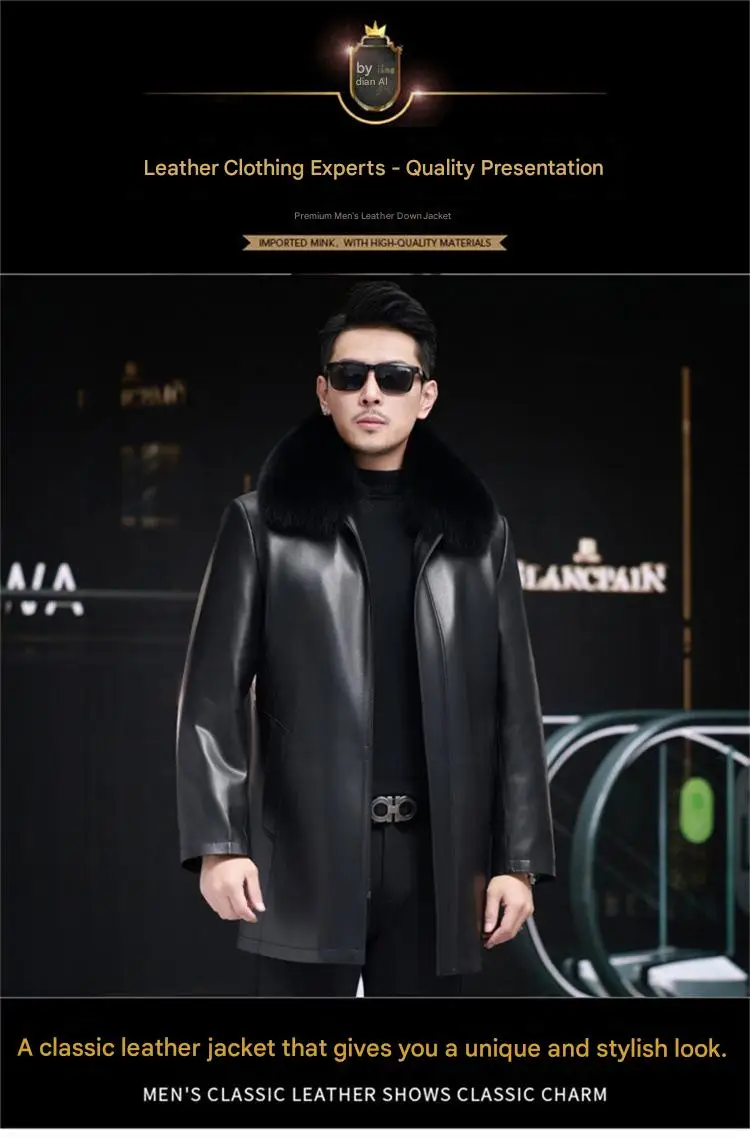 Men's plus Size Genuine Sheepskin Leather Jacket Mid-Length Thickened Coat with Fox Fur Haining Style
Men's plus Size Genuine Sheepskin Leather Jacket Mid-Length Thickened Coat with Fox Fur Haining Style