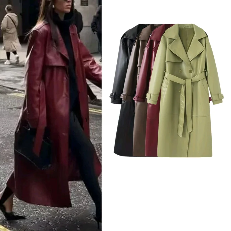 Autumn New Women's Loose Long Sleeve PU Leather Jacket with Belt Mid-Length Windbreaker Outerwear Commute Style Straight Cut
Autumn New Women's Loose Long Sleeve PU Leather Jacket with Belt Mid-Length Windbreaker Outerwear Commute Style Straight Cut