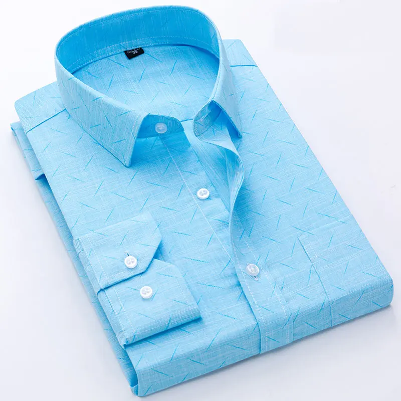 Spring and autumn men's long-sleeved shirt business casual non-ironing plaid middle-aged printed imitation linen soft fabric
Spring and autumn men's long-sleeved shirt business casual non-ironing plaid middle-aged printed imitation linen soft fabric
