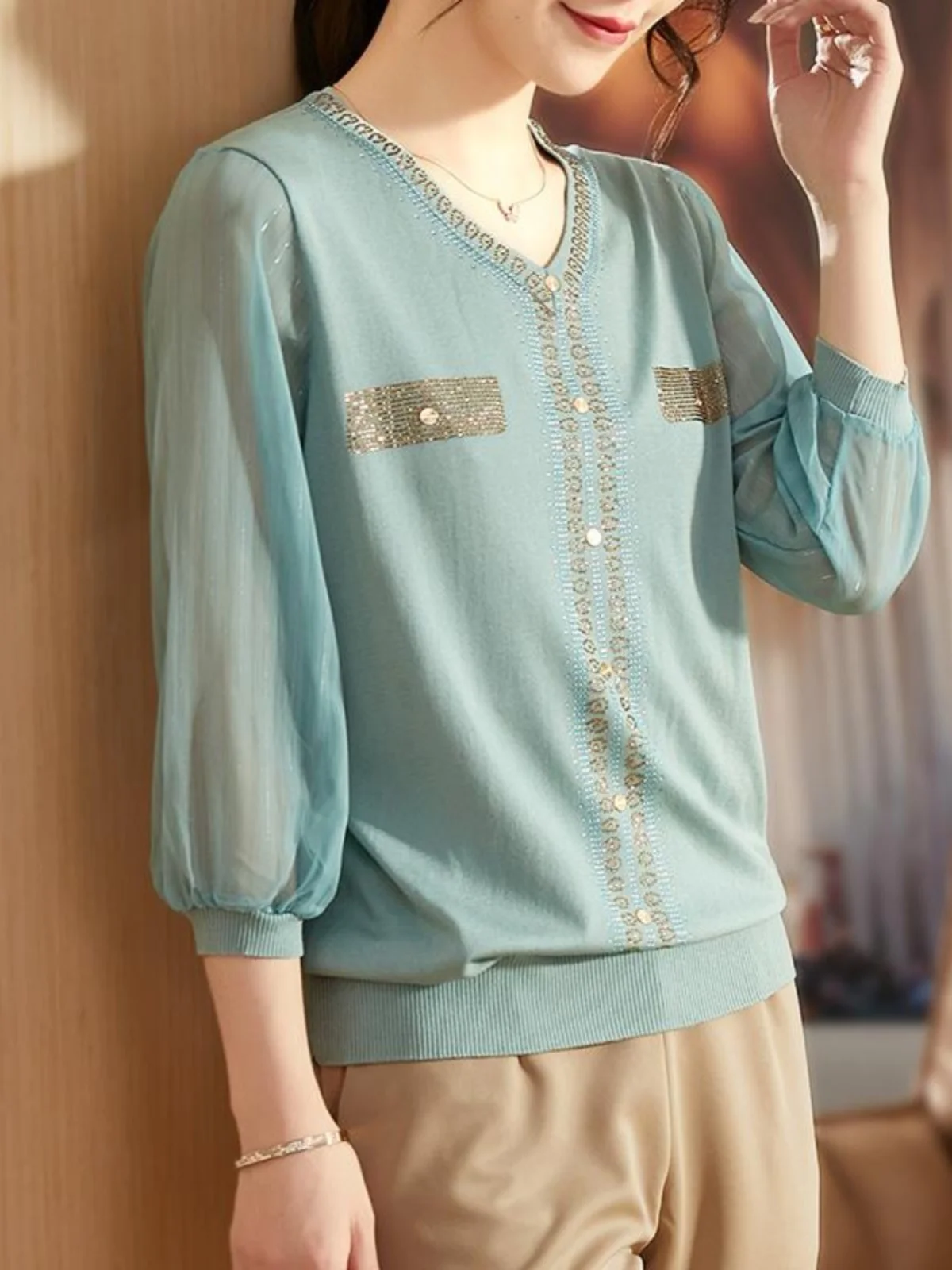 Sli Knitted Top for Middle-Aged Mothers Spring Autumn Seven-Quarter Sve Belly Covering Trendy Small irt New 2026
Sli Knitted Top for Middle-Aged Mothers Spring Autumn Seven-Quarter Sve Belly Covering Trendy Small irt New 2026
