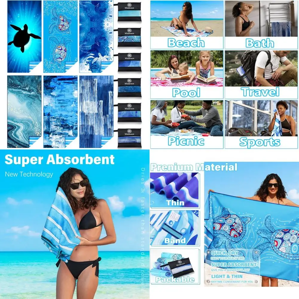 Ультра-абсорбирующее быстросохнущее пляжное полотенце из микрофибры — легкое, без песка, мягкое, компактное для бассейна и путешествий
Ультра-абсорбирующее быстросохнущее пляжное полотенце из микрофибры — легкое, без песка, мягкое, компактное для бассейна и путешествий