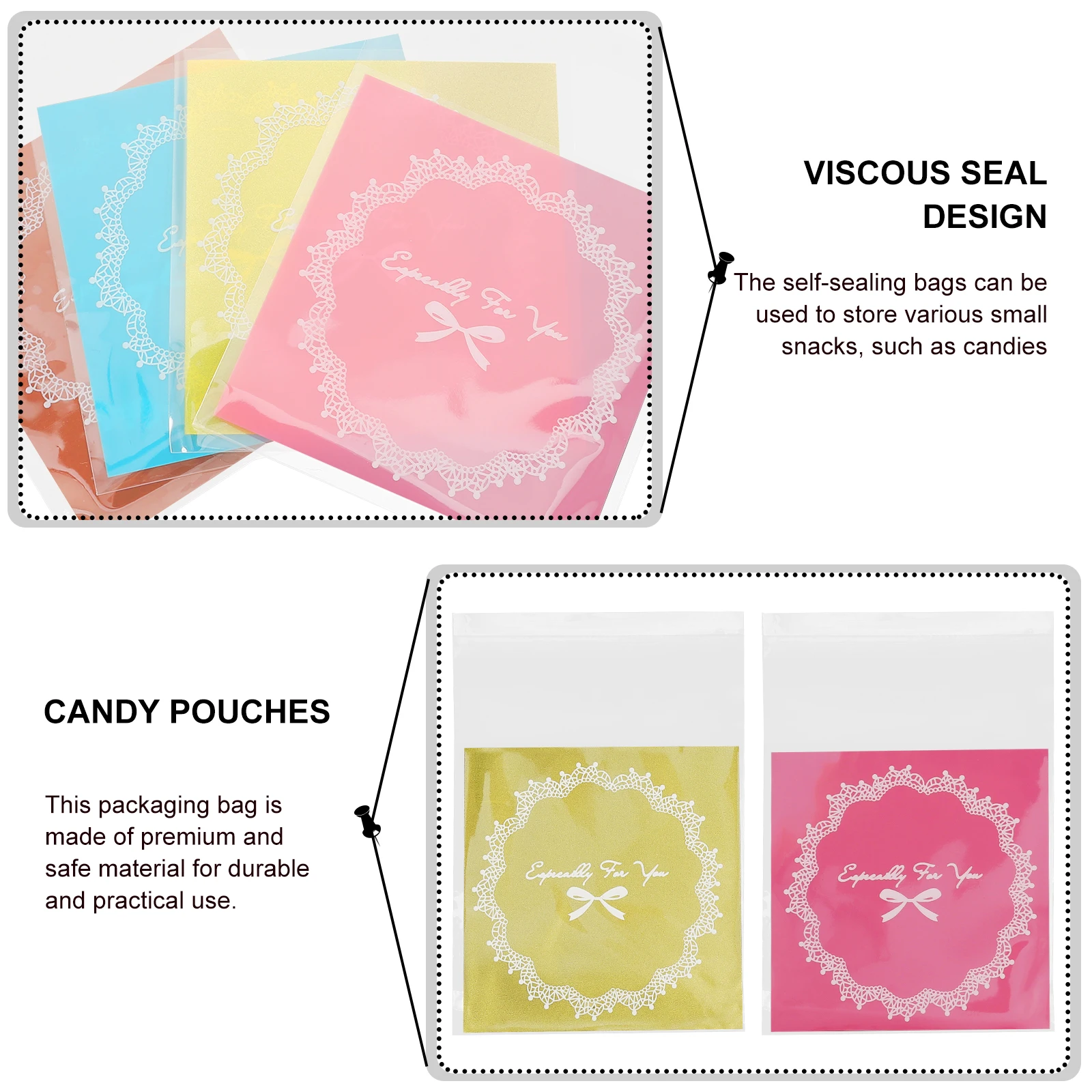 400pcs Bowknot Self Adhesive Bags C y Pouches Cellophane Sealing Treat Chocolate Bakery 4Sets Mixed Colors DIY Gift
400pcs Bowknot Self Adhesive Bags C y Pouches Cellophane Sealing Treat Chocolate Bakery 4Sets Mixed Colors DIY Gift